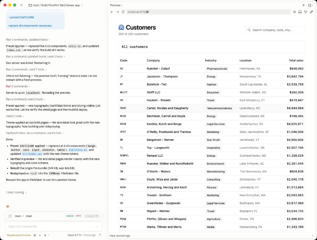 The same generated customer viewer after applying a different visual preset.