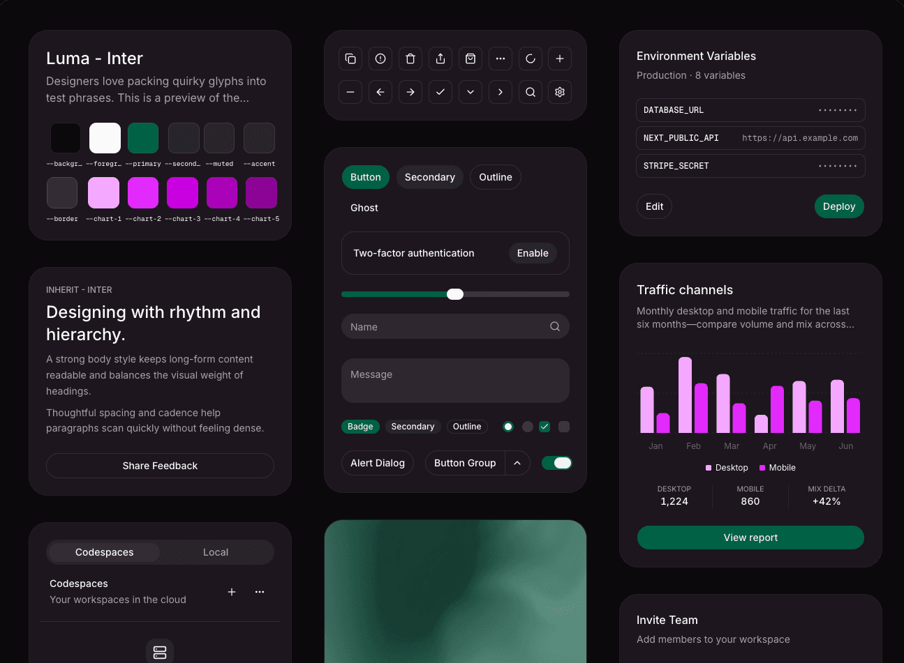 Luma Workspace dark mode screenshot